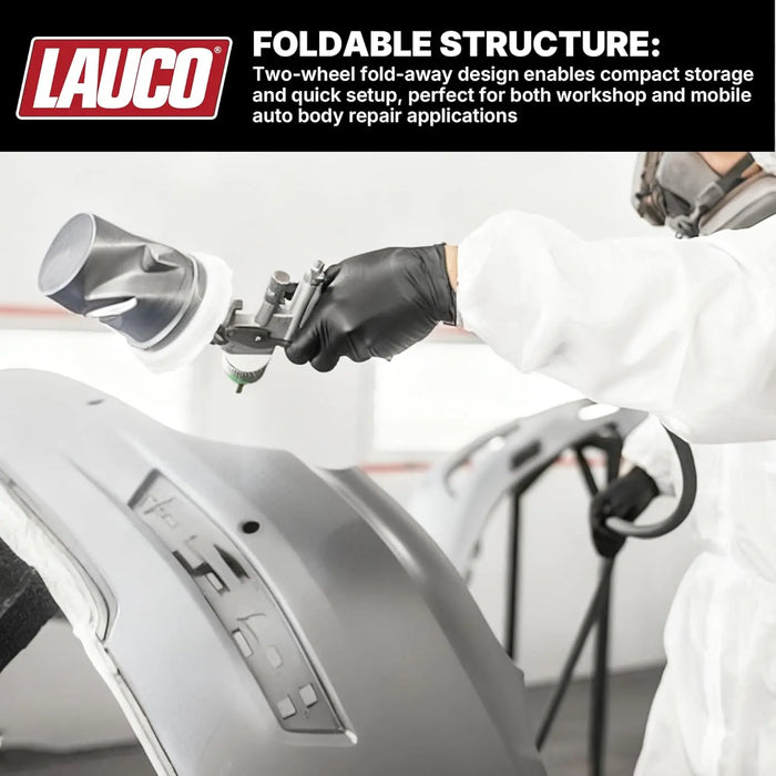 LAUCO Universal Panel and Bumper Stand – Adjustable Car Painting & Repair Stand with Rotating Frame, Foldable 2-Wheel Design, 220 lbs Load Capacity, Galvanized Steel Construction for Auto Body Work LAUCO