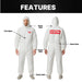 LAUCO White Polyester Reusable & Washable Paint Coverall Spray Suit With Hood National Supply Company