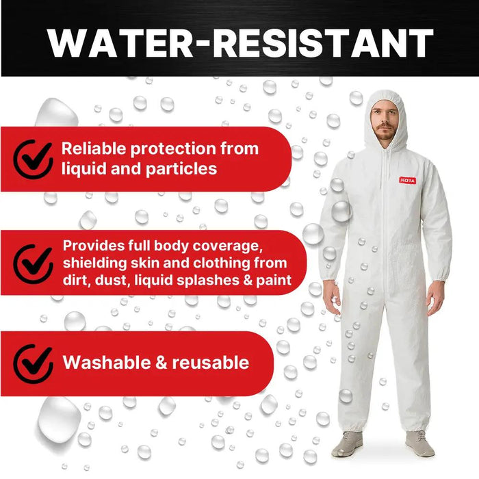 LAUCO White Polyester Reusable & Washable Paint Coverall Spray Suit With Hood National Supply Company