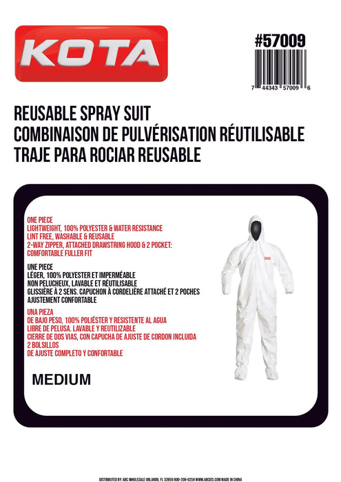 LAUCO White Polyester Reusable & Washable Paint Coverall Spray Suit With Hood - National Supply Company