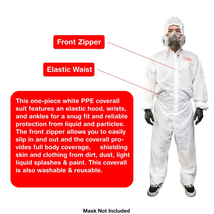 LAUCO White Polyester Reusable & Washable Paint Coverall Spray Suit With Hood - National Supply Company