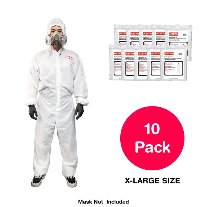 LAUCO White Polyester Reusable & Washable Paint Coverall Spray Suit With Hood - National Supply Company