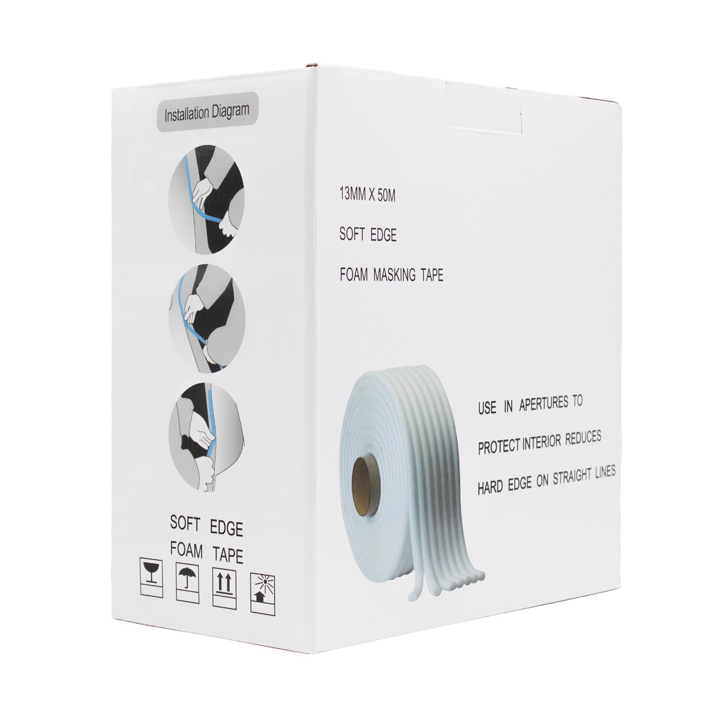 Premium Foam Masking Tape roll 1/2 Inch x 55 Yards (13 mm x 50 m)