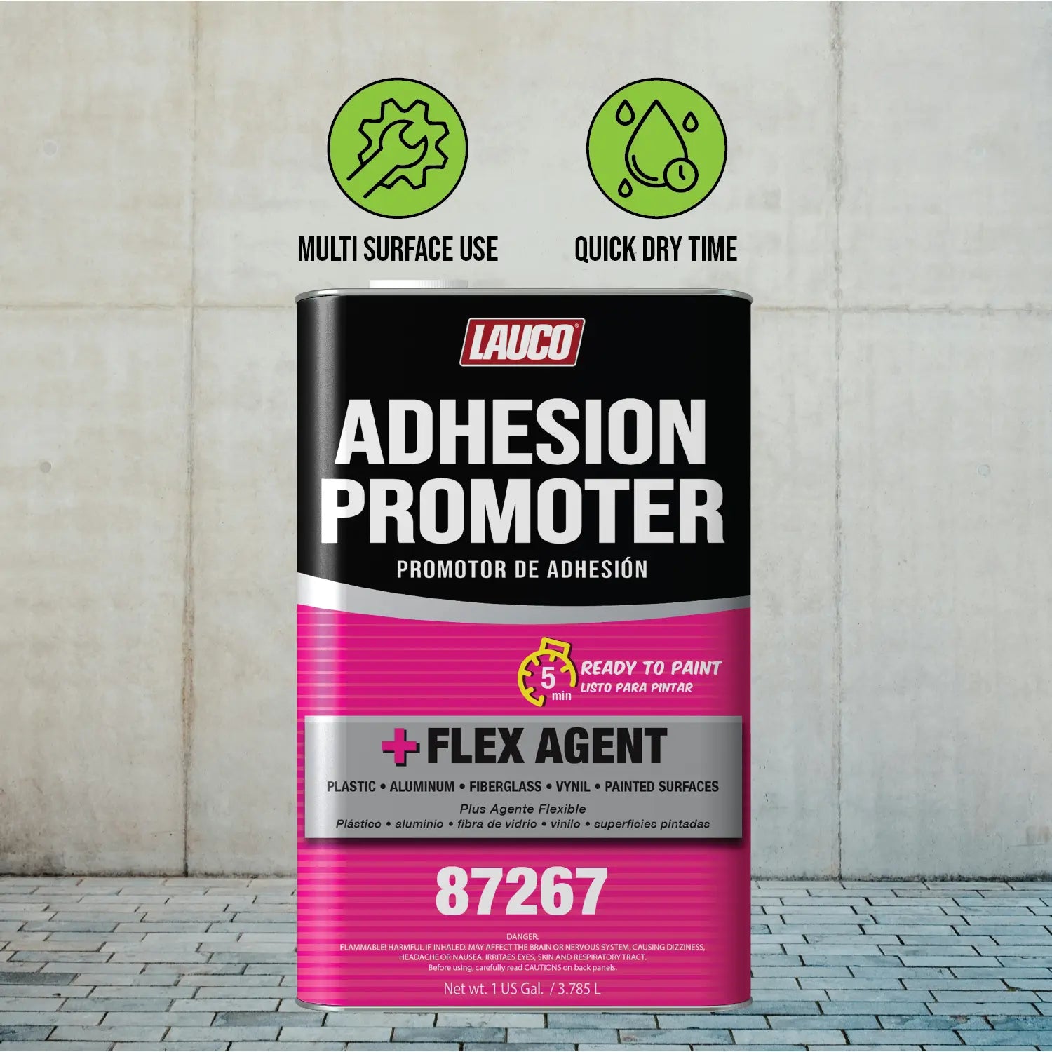 Lauco Adhesion Promoter 1 Gallon – Automotive Plastic Adhesion Promoter for Paint, Primer & Topcoat | Flex Agent Included | For Plastic, Metal, Aluminum, Fiberglass, Bumpers, Panels – Fast Dry Lauco
