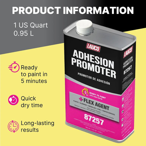 Lauco Adhesion Promoter – 1 Quart | Fast-Drying Surface Enhancer for Plastic, Metal & Fiberglass - (87257) Lauco