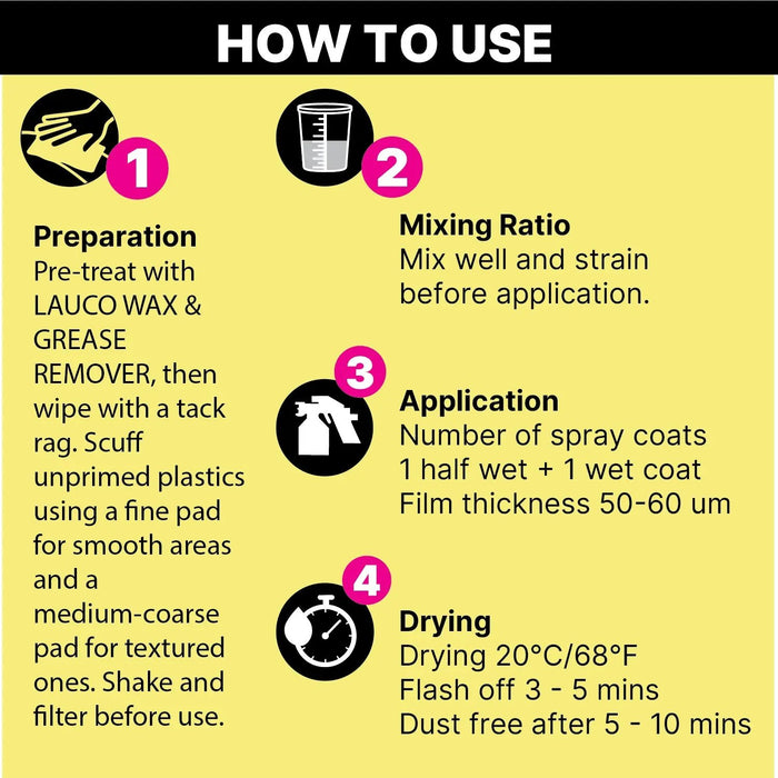 Lauco Adhesion Promoter – 1 Quart | Fast-Drying Surface Enhancer for Plastic, Metal & Fiberglass - (87257) Lauco