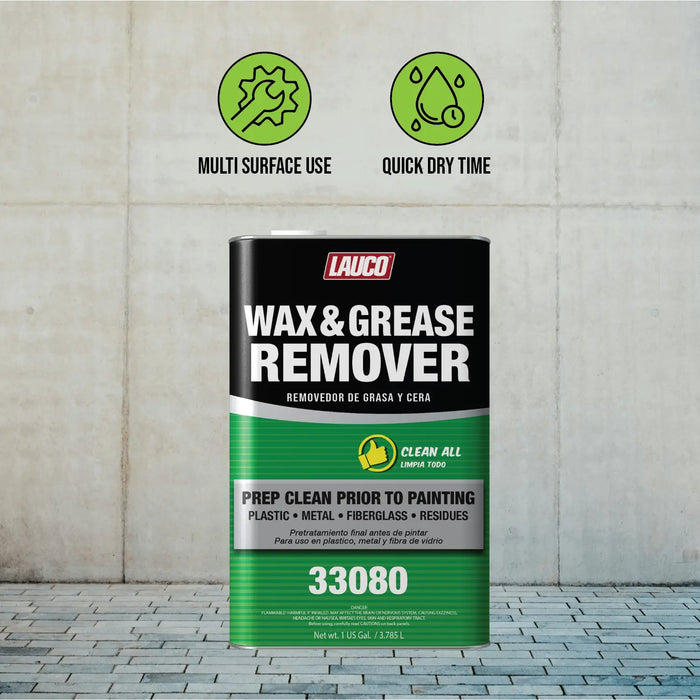 Lauco Wax and Grease Remover 1 Gallon – Multi-Surface Paint Prep Cleaner for Auto Body, Garage, Plastic, Metal, Fiberglass – Powerful Solvent Degreaser Lauco