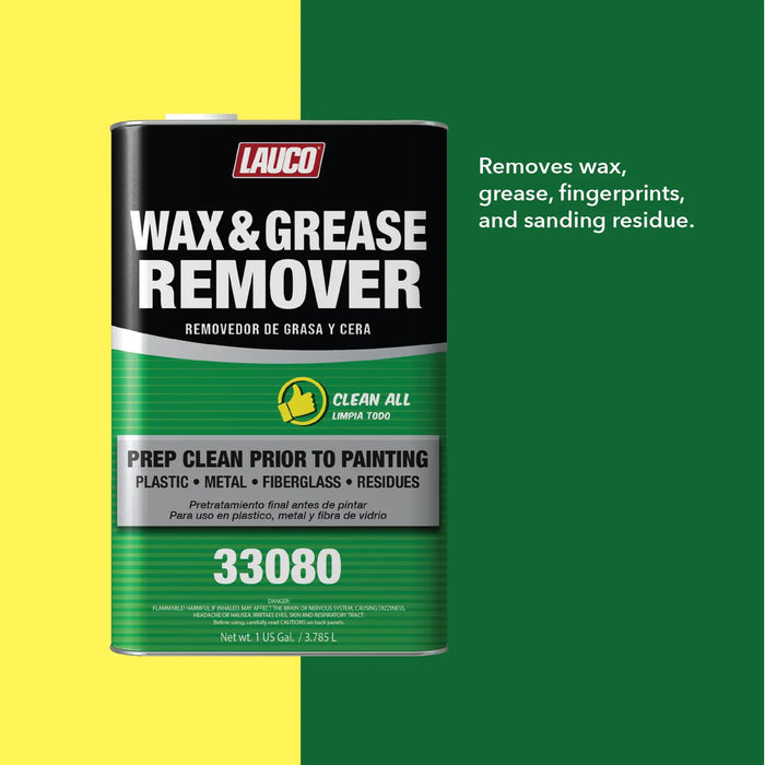 Lauco Wax and Grease Remover 1 Gallon – Multi-Surface Paint Prep Cleaner for Auto Body, Garage, Plastic, Metal, Fiberglass – Powerful Solvent Degreaser Lauco
