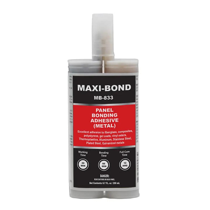 Maxi-Bond Panel Bonding Adhesive (Metal) - Two Part Epoxy Adhesive, Non-Sagging, Fiberglass, Wood, Gel Coats, Stainless Steel, Aluminum, Wood & More 200ml/6.75fl fl oz. (MB-833) Maxi-Bond