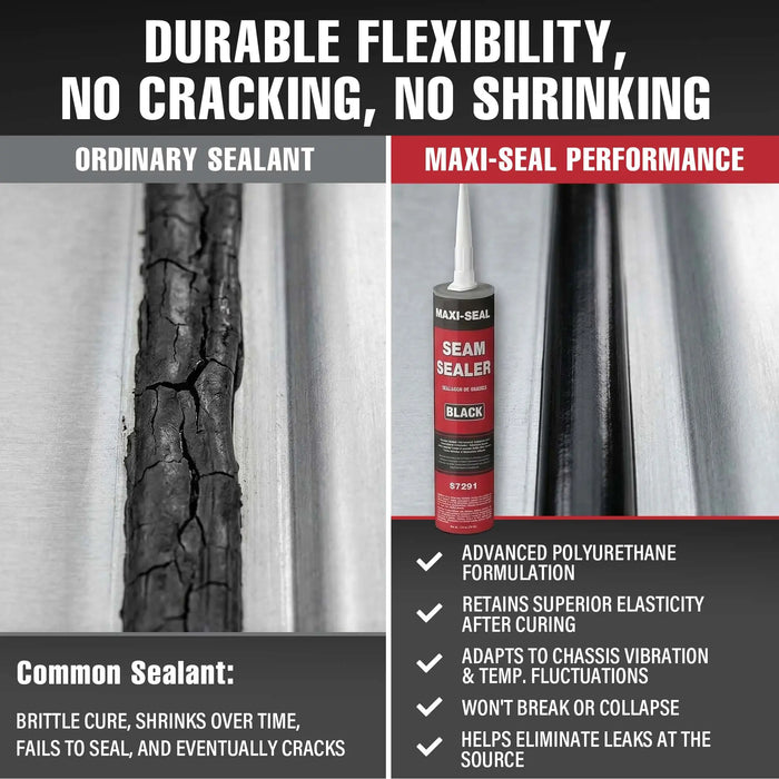Maxi-Seal Polyurethane Seam Sealer Automotive - Black, 10.5oz Tube National Supply Company