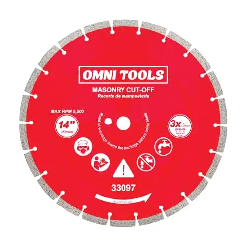 OMNI TOOLS 14” Diamond Saw Blade – Masonry Cut-Off Disc for Concrete, Brick, Stone - (33097) OMNI TOOLS