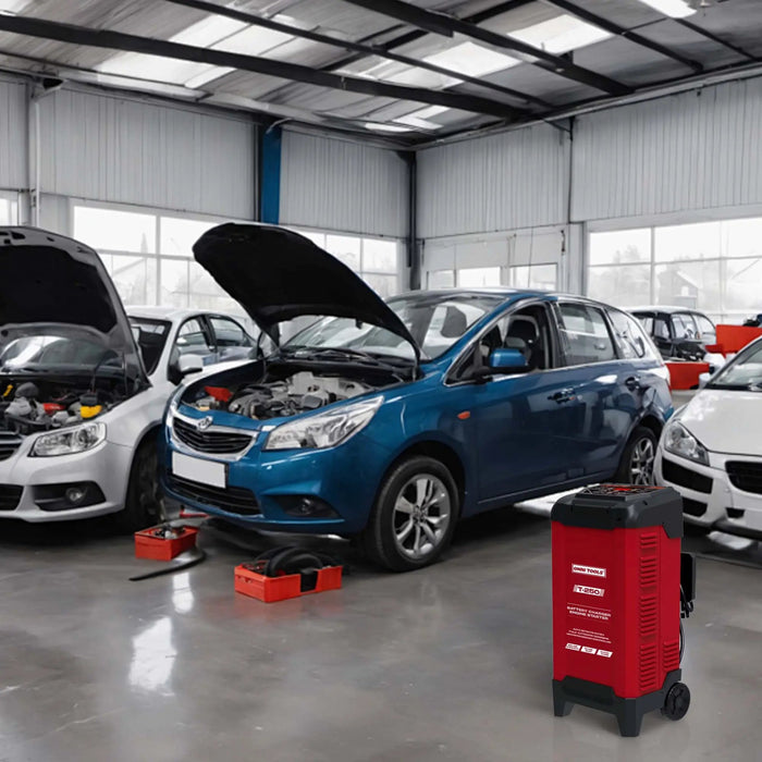 OMNI TOOLS T-250 Battery Charger & Engine Starter – 250A Start, 50A Boost, 6V/12V Automatic Charger for STD, AGM, Gel Batteries – Digital Display, Microprocessor Controlled, Safety Protection [T-250] Omni Tools