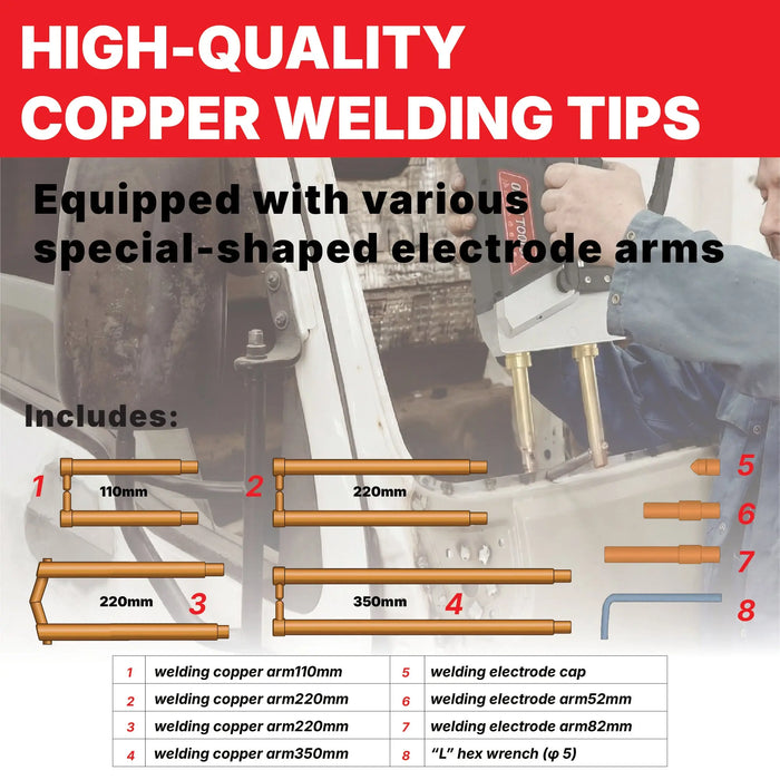 OMNI TOOLS T4000 Portable Spot Welding Machine 4000A Peak Current, Microprocessor Controlled, Pulse & Continuous Modes, 220V Single Phase, Includes 4 Copper Welding Arms Omni Tools