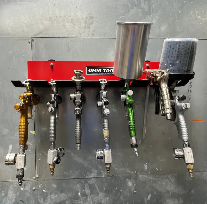 Omni Tool Multiple Spray Gun Holder – Holds 7 Guns Without Cups, 4 With Cups National Supply Company