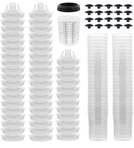 Open Box - Disposable 20 Ounce (600ml) Paint Spray Gun Cups Liners and Lid System, 50 Pack 190 MIC Kit Generic