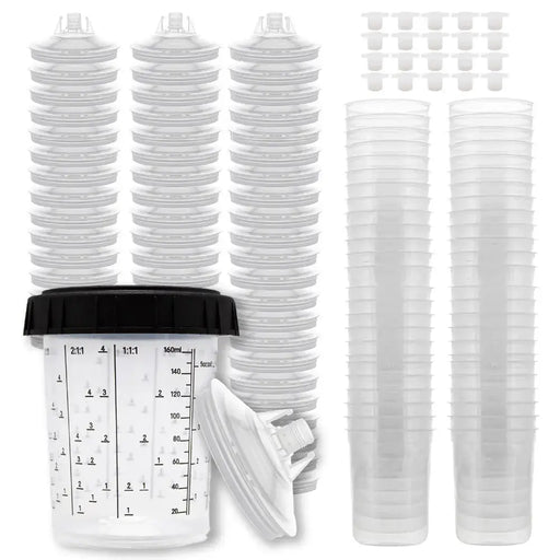 Open Box - Disposable 6 Ounce (200ml) Paint Spray Gun Cups Liners and Lid System, 50 Pack 190 MIC Kit National Supply Company
