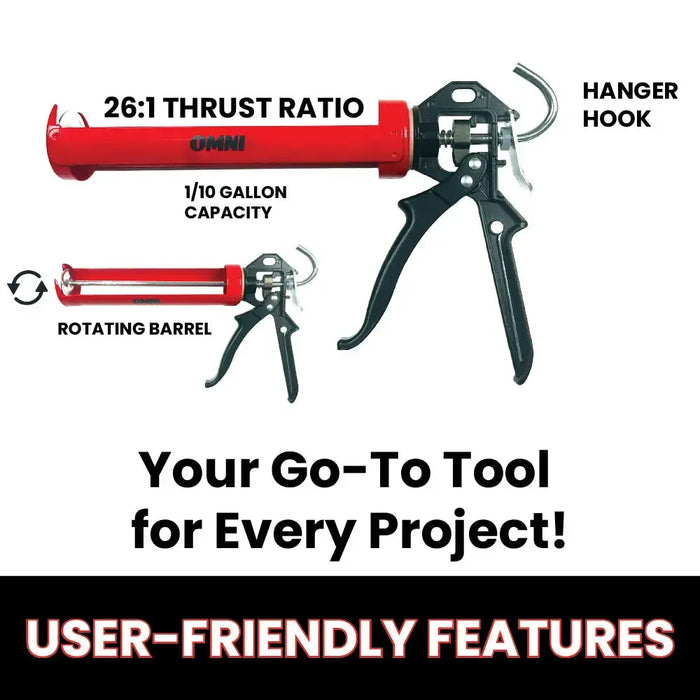 Open Box - LAUCO Omni Tools Dripless Caulking Gun – Adjustable, No-Drip, Ergonomic Design National Supply Company