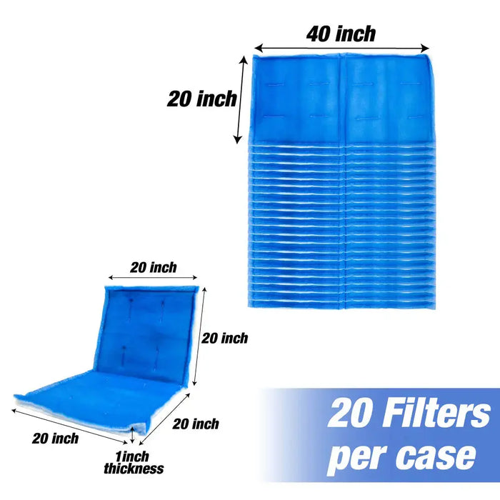 Open Box - Paint Booth BI Fold 20" x 40" x 1" Tacky Intake Filter Pad for Cross Draft Style Paint Booths (Internal Wire) - 20 Filters per Box (20" x 40") National Supply Company