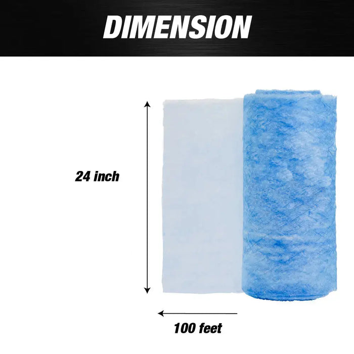 Open Box - Premium Paint Spray Booth Exhaust Filter Roll - 24" x 100' - 18 Gram Heavy-Duty Blue Fiberglass Paint Arrestor National Supply Company
