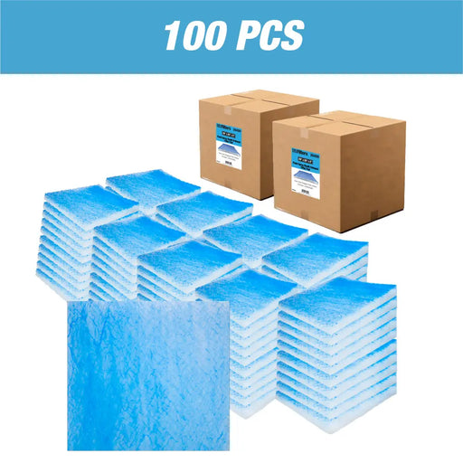 Paint Spray Booth Exhaust Filter Pad 20" x 20" x 2", Box of 100, 18 Gram Fiberglass Paint Arrestors - Captures Traps Overspray Paint Particles in Auto Car Autobody Refinish Booths - National Supply Company