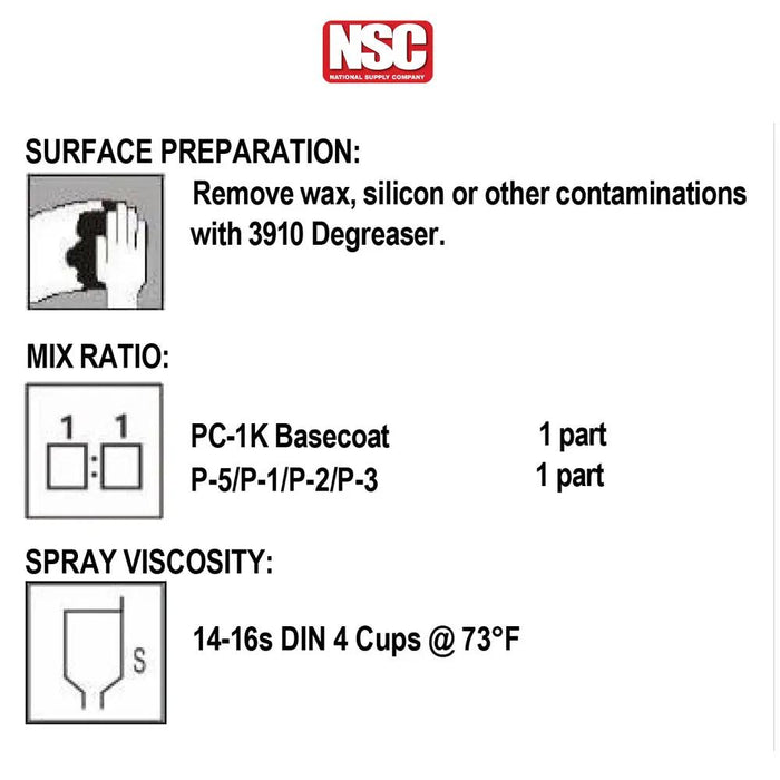 Perfecoat 1k Basecoat Solid Toners, 1 Gallon (Various Colors Available) National Supply Company