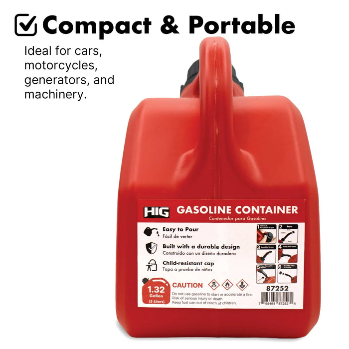 Plastic Fuel Can – Durable Red Gasoline Container in 5L Lauco