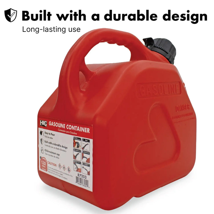 Plastic Fuel Can – Durable Red Gasoline Container in 5L Lauco
