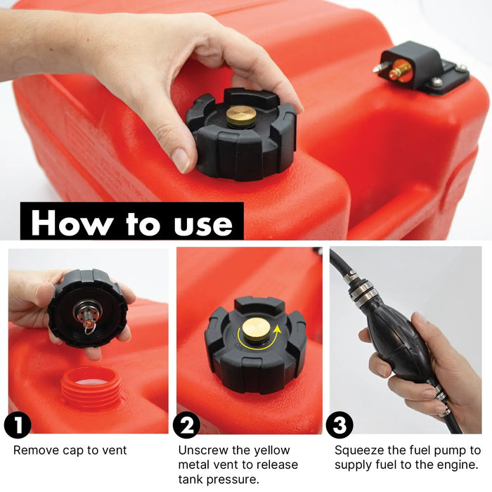 Portable 24L Marine Tank W/ Connector Fuel Tank Outboard Boat Motor Lauco