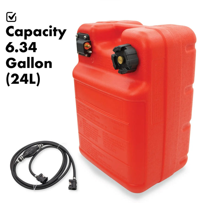 Portable 24L Marine Tank W/ Connector Fuel Tank Outboard Boat Motor Lauco