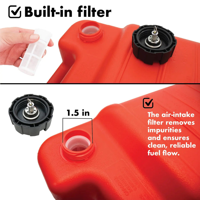 Portable 24L Marine Tank W/ Connector Fuel Tank Outboard Boat Motor Lauco