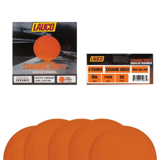 Premium 6" Hook and Loop Ceramic Sanding Discs, No Hole, (Box of 50) for Sanding on Fiberglass, Metals Non-Ferrous, Wood - National Supply Company