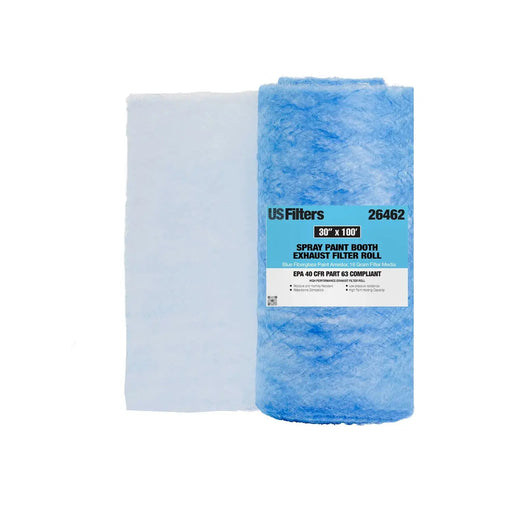 Premium Paint Spray Booth Exhaust Filter Roll - 30" x 100' - 18 Gram Heavy-Duty Blue Fiberglass Paint Arrestor - Captures Traps Overspray Paint Particles in Autobody Booths - National Supply Company