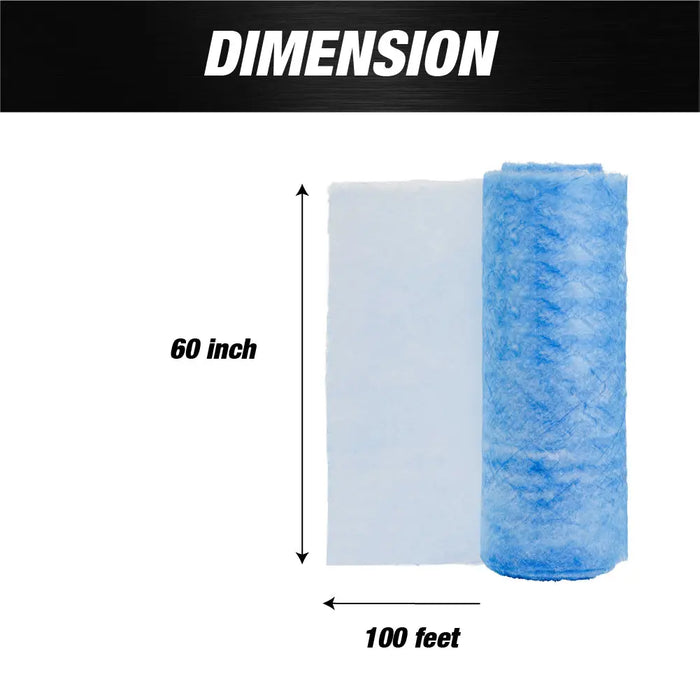 Premium Paint Spray Booth Exhaust Filter Roll - 60" x 100' - 18 Gram Heavy-Duty Blue Fiberglass Paint Arrestor - Captures Traps Overspray Paint Particles in Autobody Booths - National Supply Company