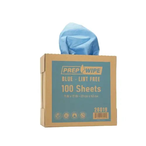 Prep Wipe Lint Free Cleaning Towels Pack of 100 Sheets 9" x 17" (BLUE) Prep Wipe