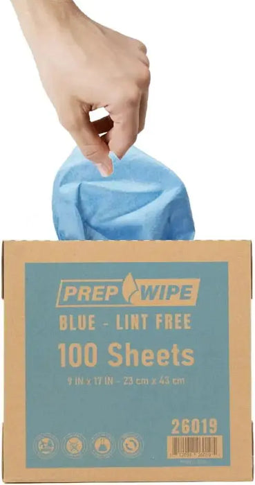 Prep Wipe Lint Free Cleaning Towels Pack of 100 Sheets 9" x 17" (BLUE) Prep Wipe