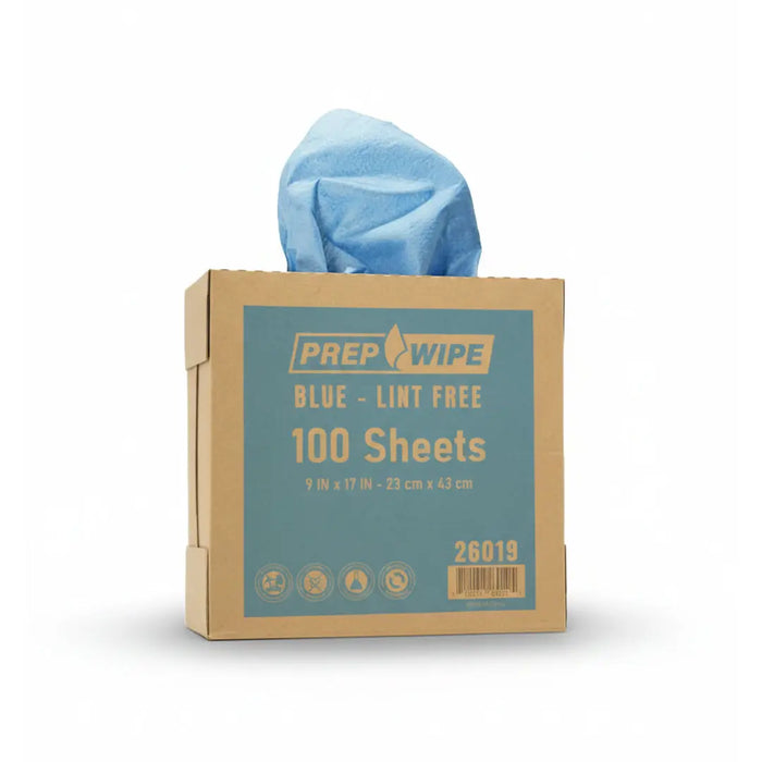 Prep Wipe Lint Free Cleaning Towels Pack of 100 Sheets 9" x 17" (BLUE) Prep Wipe