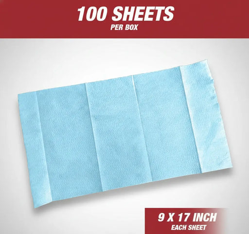 Prep Wipe Lint Free Cleaning Towels Pack of 100 Sheets 9" x 17" (BLUE) Prep Wipe