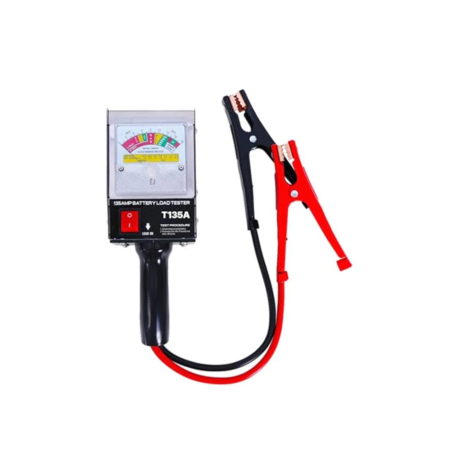 Professional 135 Amp Battery Load Tester, 6V 12V Automotive Charging System Analyzer with Easy-Read Gauge, Copper Jaw Clamps for Car, Motorcycle, Marine Batteries