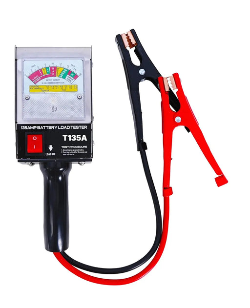 Professional 135 Amp Battery Load Tester, 6V 12V Automotive Charging System Analyzer with Easy-Read Gauge, Copper Jaw Clamps for Car, Motorcycle, Marine Batteries Omni Tools