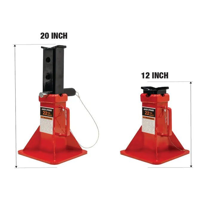 Professional Car Jack Stand with Lock, 22 Ton (44,000 lb) Capacity, Adjustable Height to 19.75" Fit for Supporting Trucks, Trailers and Equipment, 1 Pair - National Supply Company