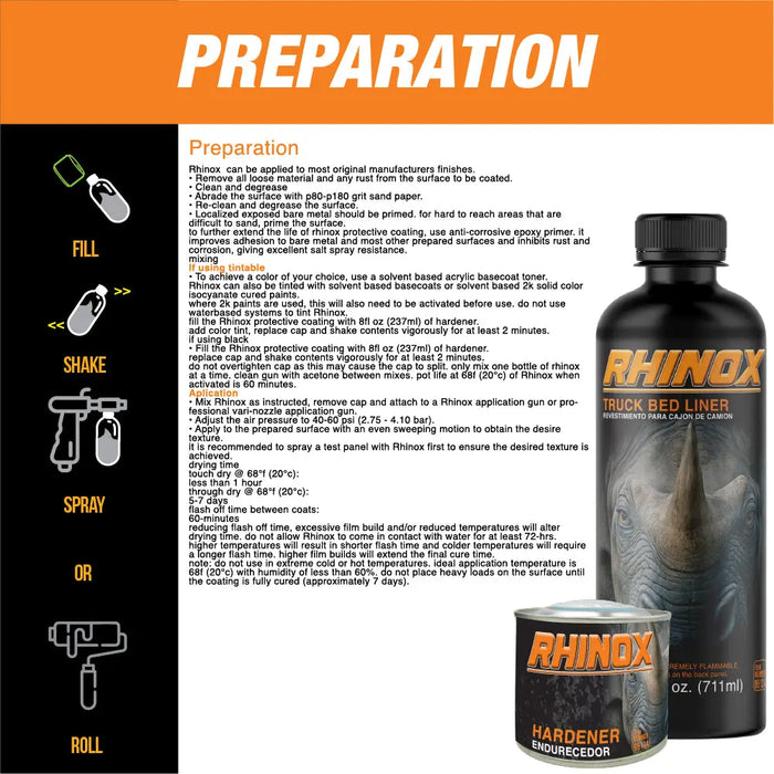 Rhinox Black 2 Gallon Urethane Spray-On Truck Bed Liner Kit - 4 Bed Liners, 4 Hardeners and 1 Applicator Spray Gun - Easy 3 to 1 Mix Ratio, Just Mix, Shake and Shoot It National Supply Company