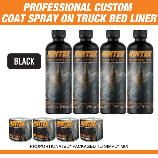 Rintek Black 2 Gallon Urethane Spray-On Truck Bed Liner Kit - 8 Bed Liners, 8 Hardeners and 1 Applicator Spray Gun - Easy 3 to 1 Mix Ratio, Just Mix, Shake and Shoot It National Supply Company