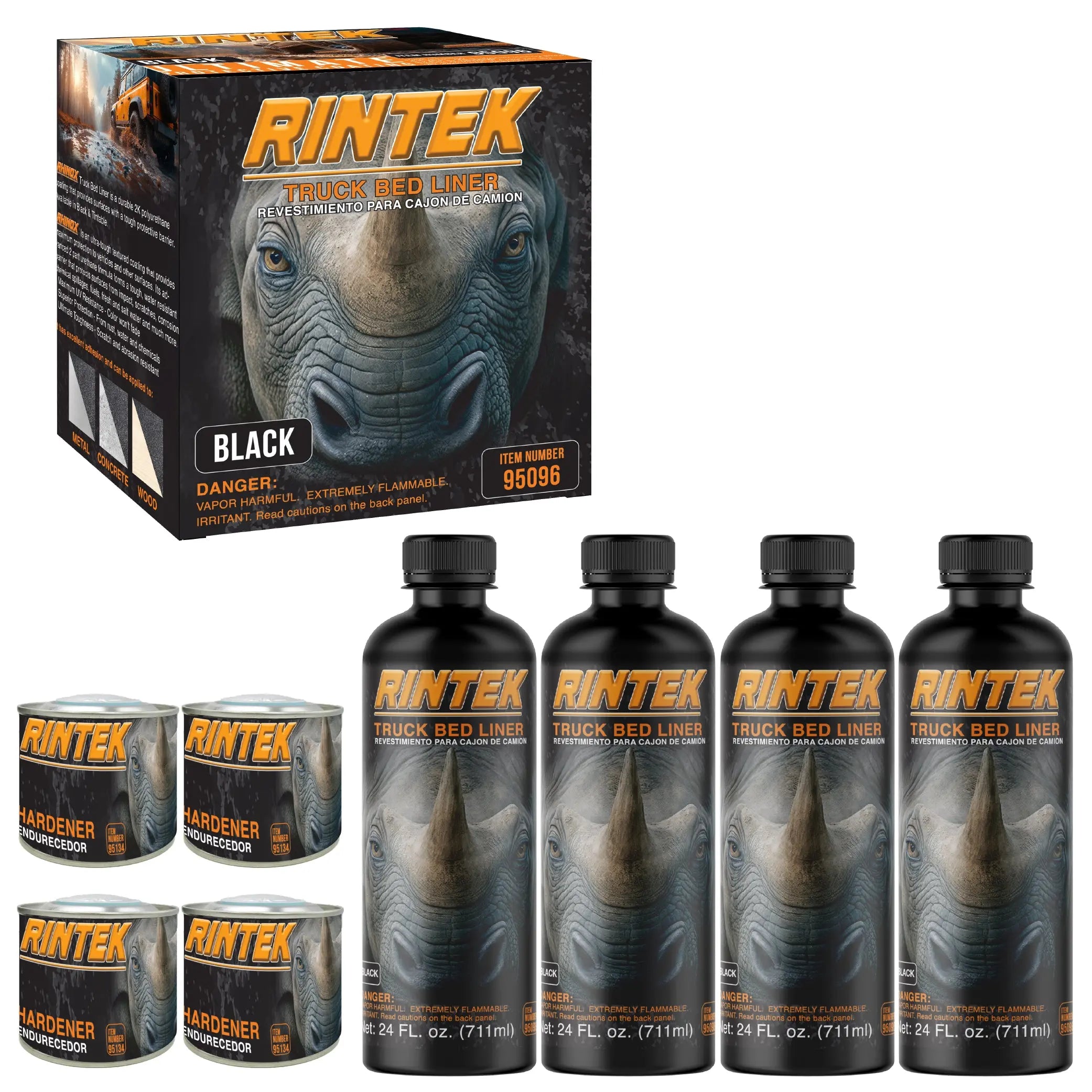 Rintek Spray-On Truck Bed Liner Kit - Black 1 Gallon - Durable 3:1 Mix & Shoot - (95096) National Supply Company