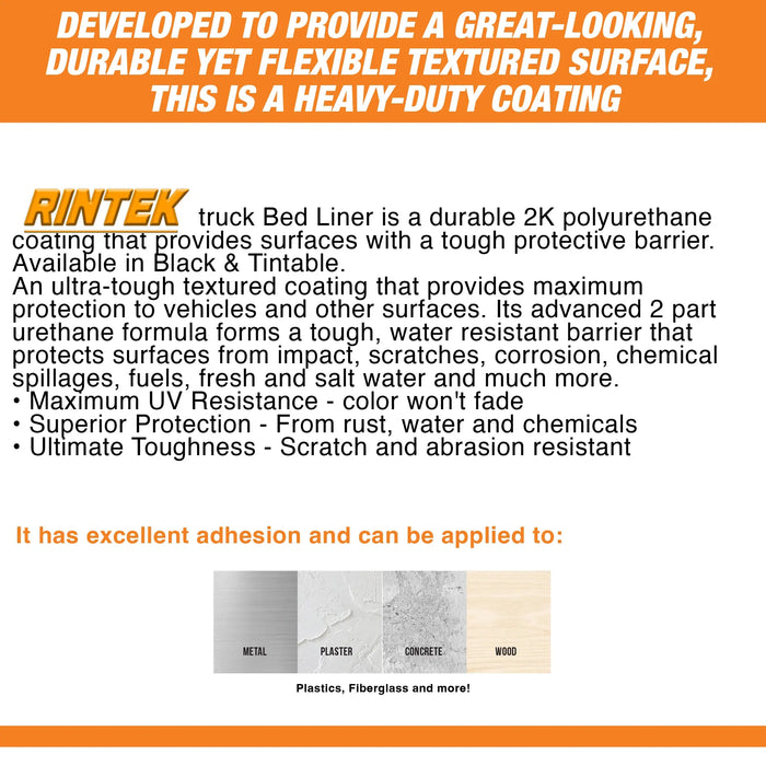 Rintek Tintable Truck Bed Liner Kit - Tintable 2 Gal, 3:1 Mix, Durable Protective Coating National Supply Company