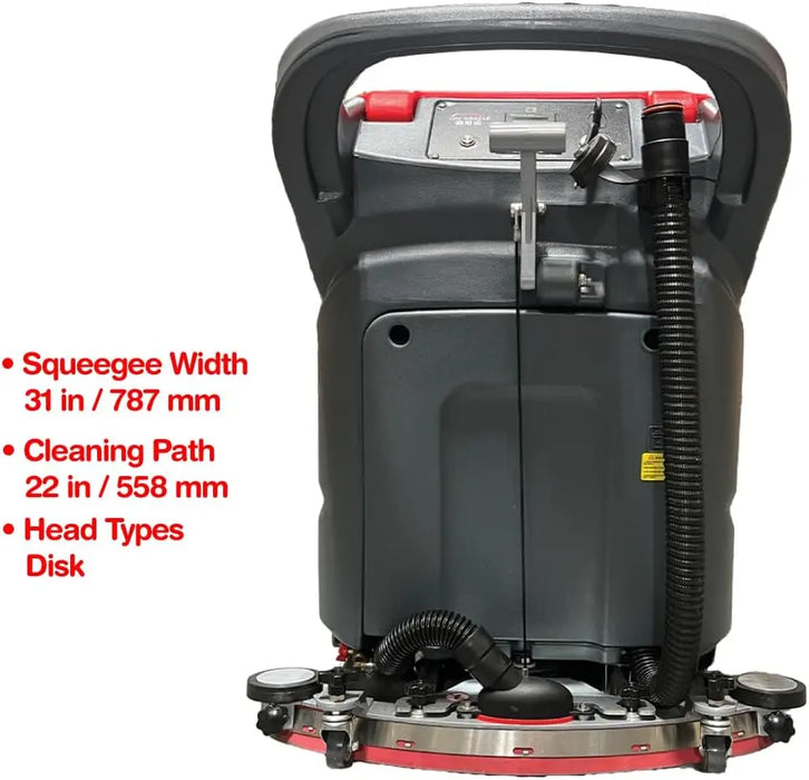SWAN Commercial Auto Floor Scrubber Machine-Battery Powered Walk-Behind, 20-Gallon Solution Tank, With Two 22" Brushes, 31" Squeegee, High Performance, Easy Operation, All Parts Included,(S53) National Supply Company