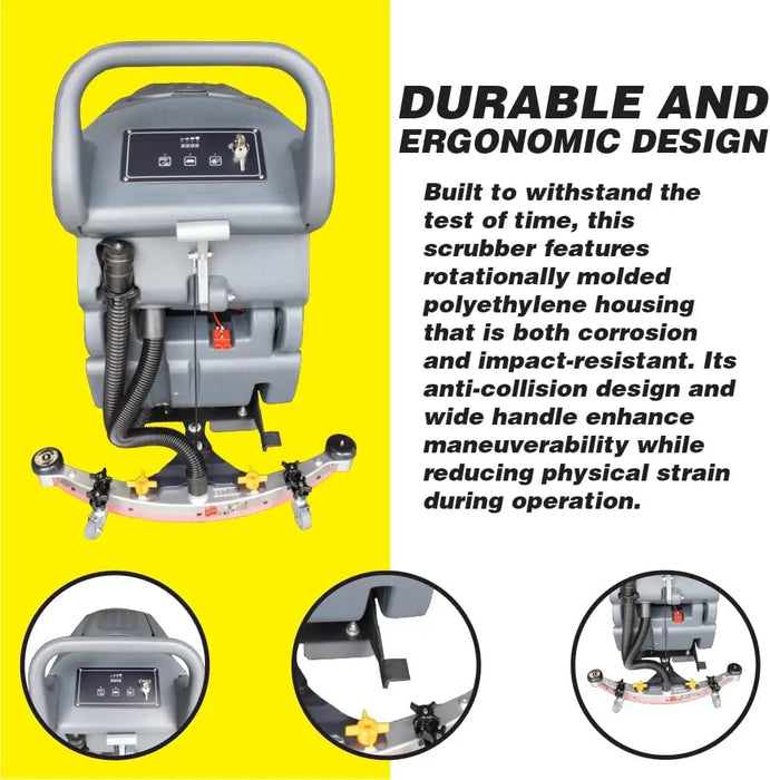 SWAN Commercial Floor Scrubber Machine - 22" Cleaning Width, 14.5 Gal Sewage Tank, Dual Brushes, Lead Acid Battery Powered, High Efficiency for Large Areas 200RPM National Supply Company