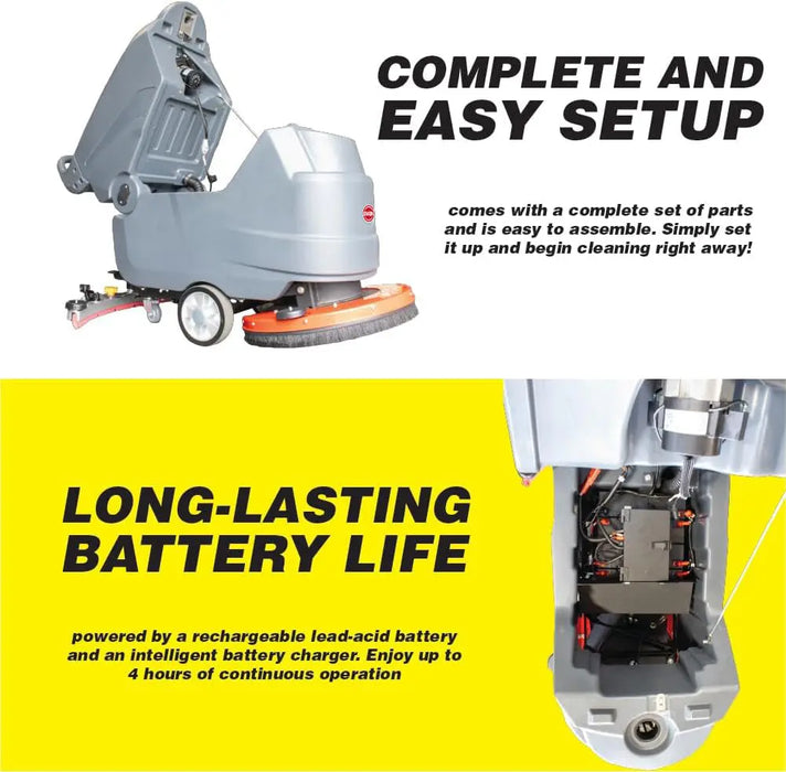 SWAN Commercial Floor Scrubber Machine - 22" Cleaning Width, 14.5 Gal Sewage Tank, Dual Brushes, Lead Acid Battery Powered, High Efficiency for Large Areas 200RPM National Supply Company