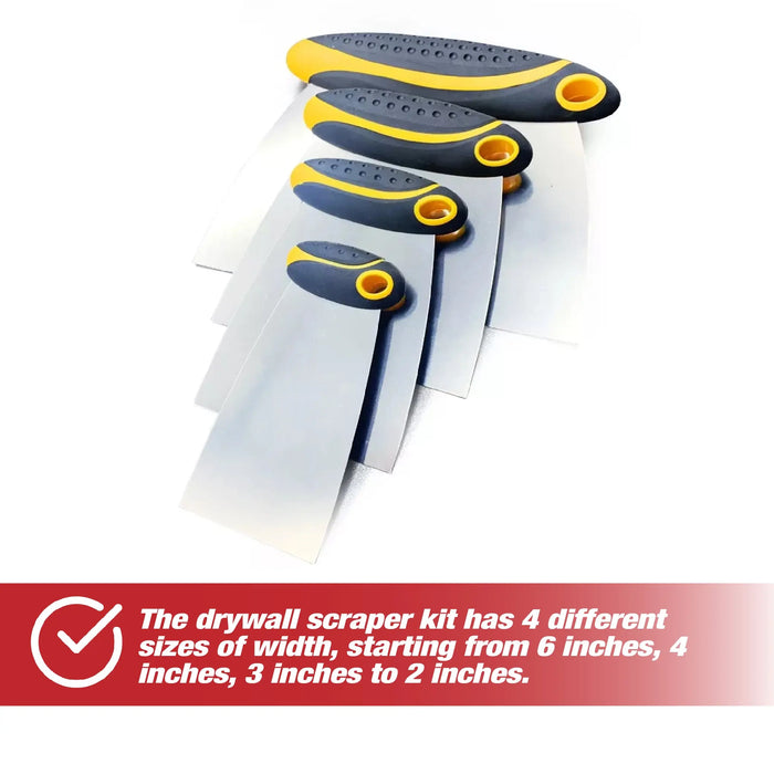 4-Piece Set of Stainless Steel Body Filler and Putty Spreaders/Scraper - National Supply Company