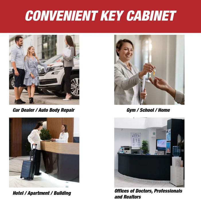Key Box Wall Mount 200 Position Metal Valet Key Cabinet Lock Box w/ Tags - National Supply Company