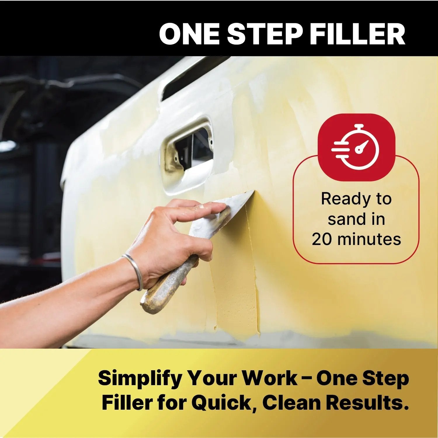 Ultra Gold Lightweight Body Filler – Premium Auto Dent & Scratch Repair Putty – Ultra-Smooth Finish, Easy-Sand, Pinhole Resistant – Strong Adhesion to Metal & Fiberglass (Ultra Gold, 6 Liters) LAUCO